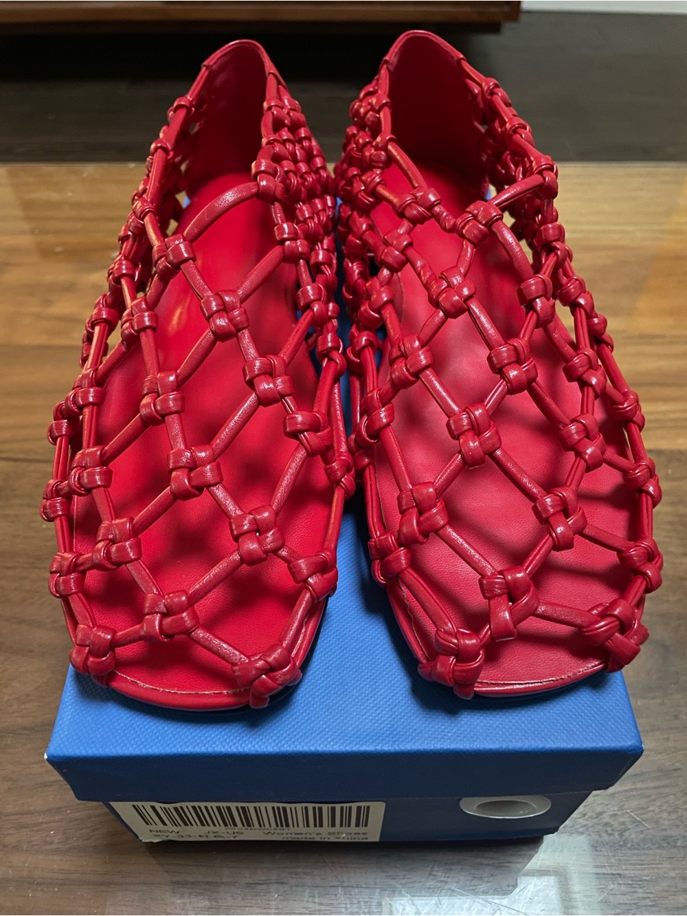 Red knotted sandals